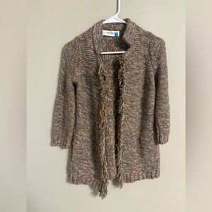 Anthropologie Sparrow Size Small Fringe Hem Open Cardigan Wool Linen Blend